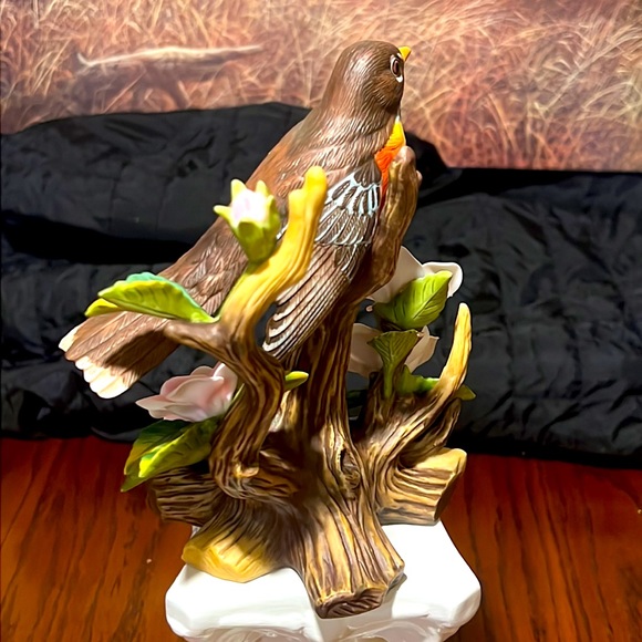 ANDREA’S BIRDS. ROBIN with WILD ROSES 🌹 Fine Hand Painted Porcelain Art 9743 - Picture 7 of 16